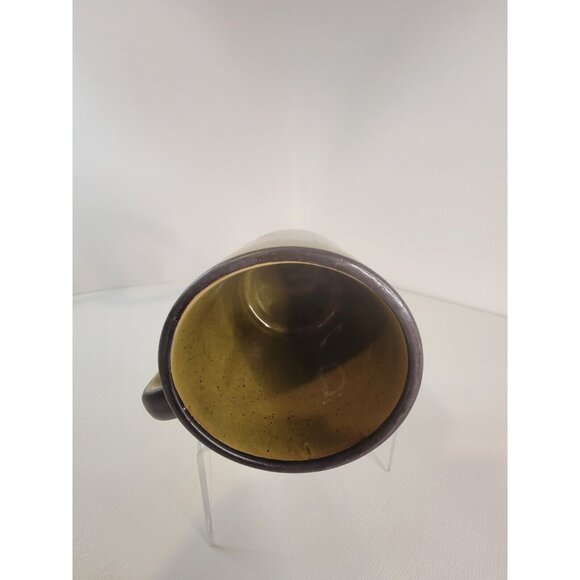 Vintage Fred Roberts Co. Japan 1970's Avocado Green Floral Stoneware Coffee Mug - Picture 6 of 7